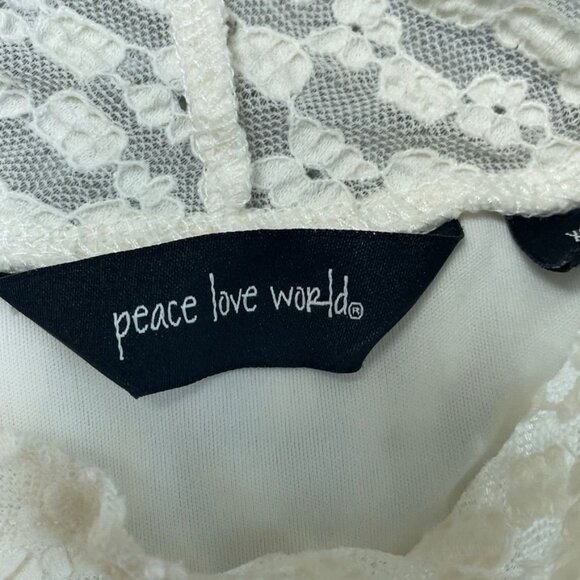 Peace Love World White Long Sleeve Lace Top XS Nylon Blend a1646 - Picture 2 of 8